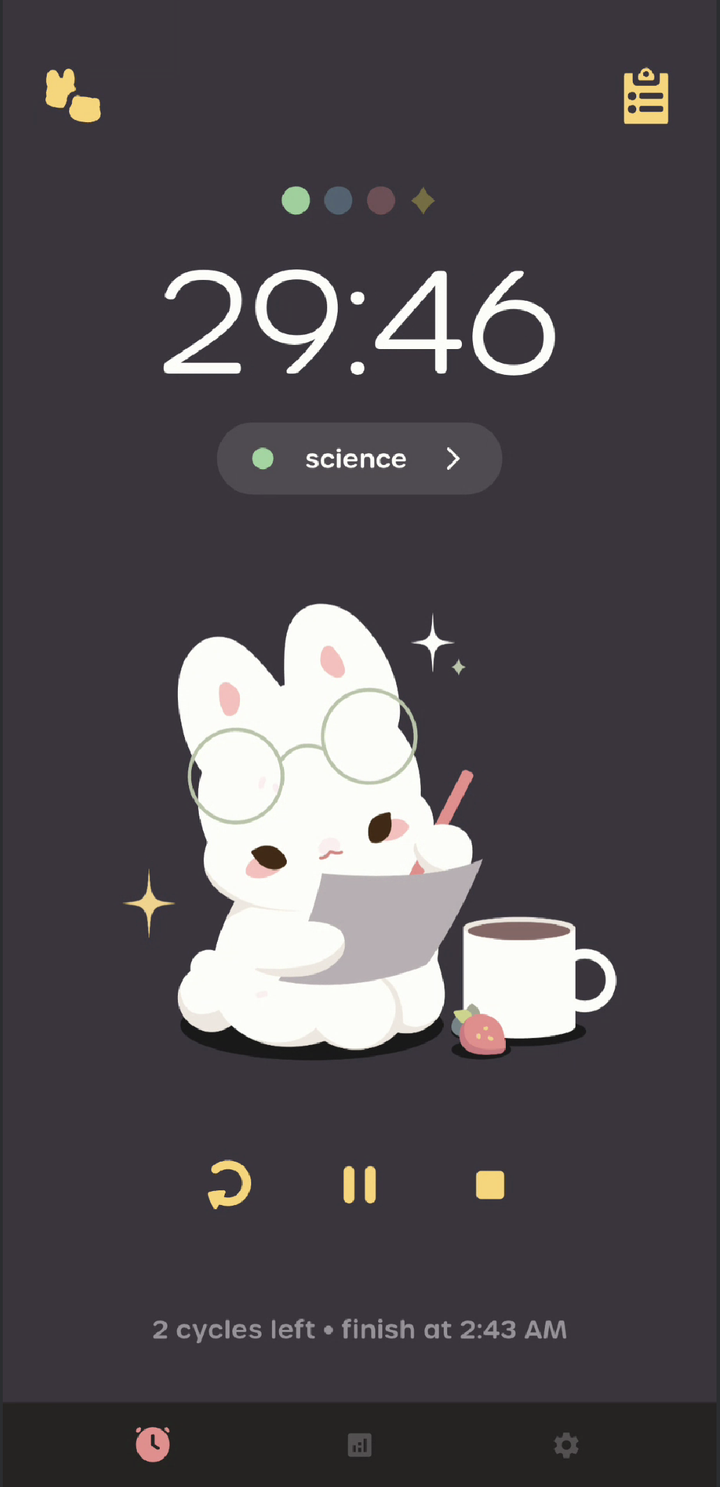 Focus timer with cute bunny animation
