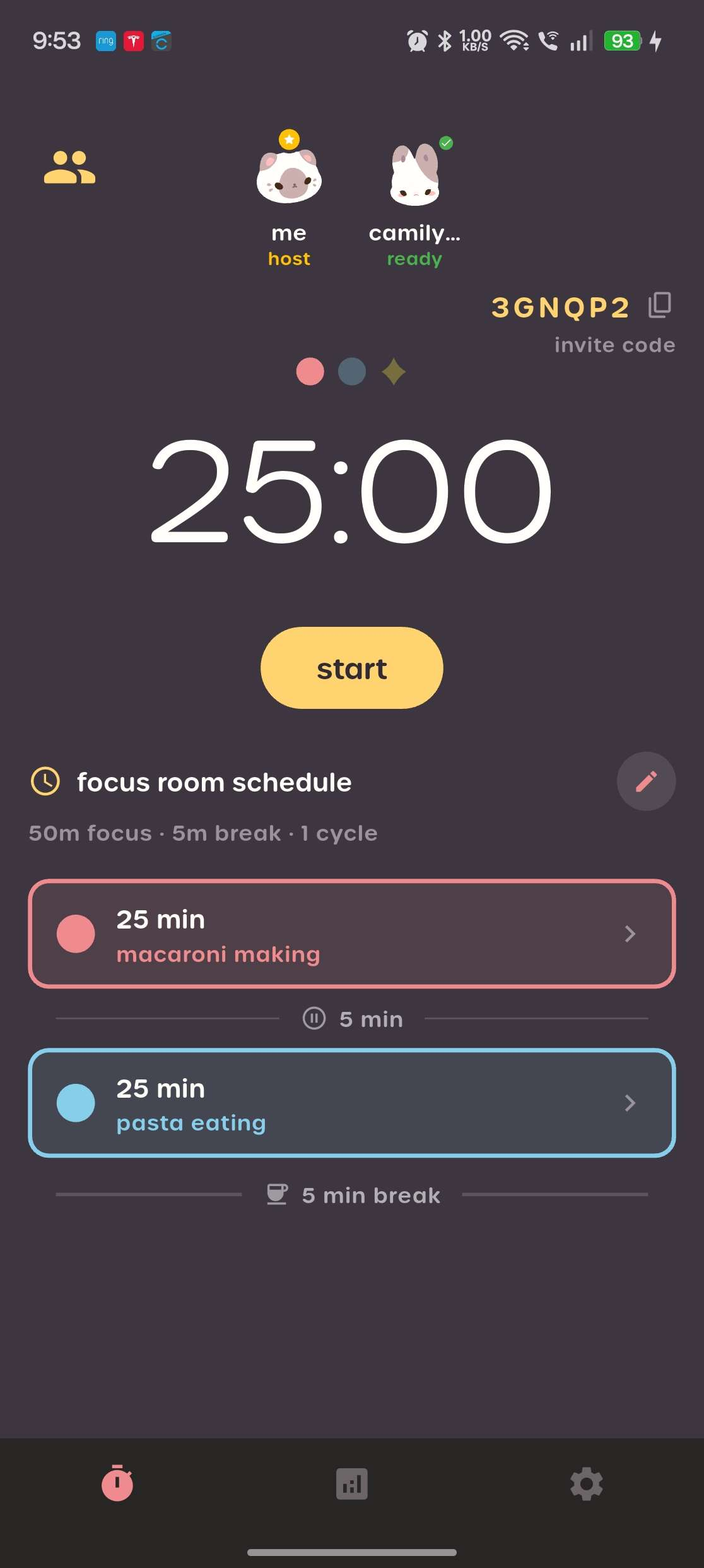 Study room with friends and shared timer